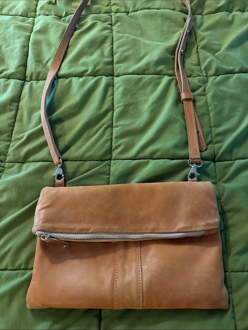 Noonday Collection Fold-Over Crossbody in Tan Brown